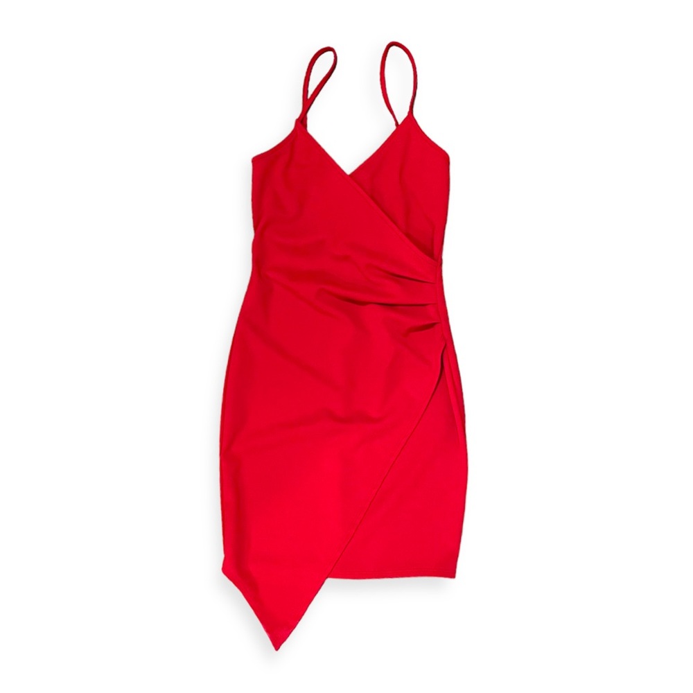 🍷👗PAPERMOON Red Cocktail Dress with Asymmetrical Skirt